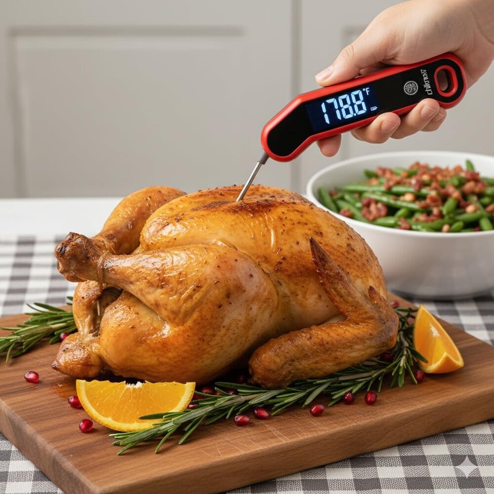 Instant Read Meat Thermometer Digital with Auto Rotate Large LCD Display & Sleep - Picture 7 of 7